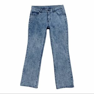 Diane Gilman DG2 Boot Cut Mid Rise Super Stretch Acid Wash Blue Jeans Si…